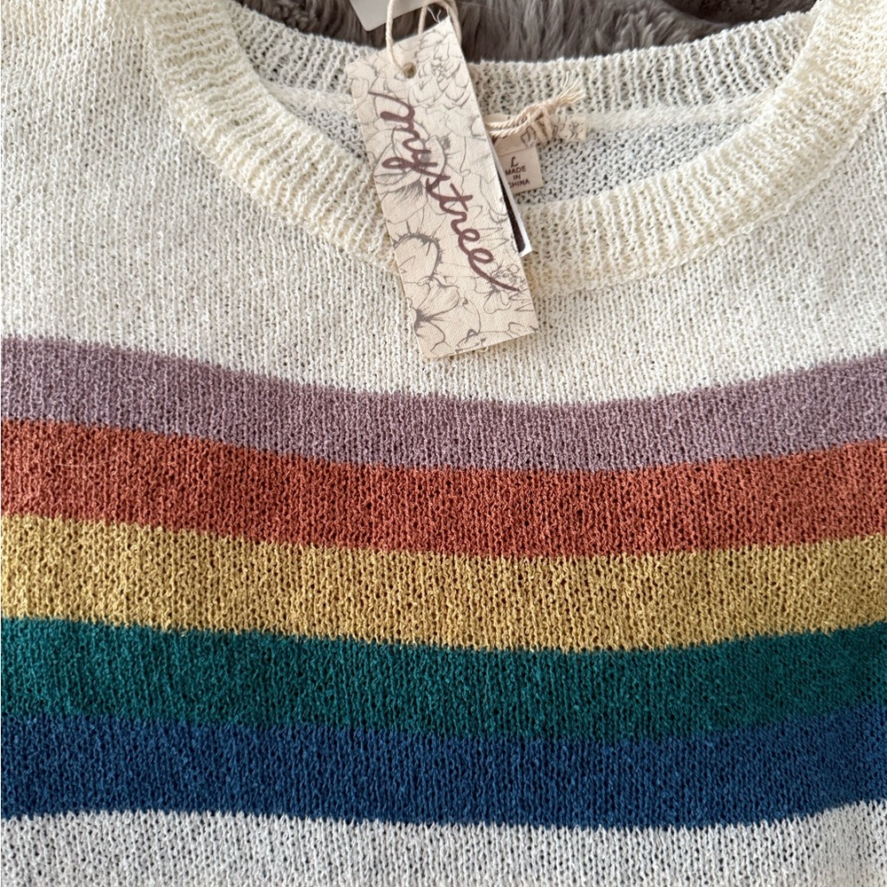 Mystree Multicolor Stripe Crew Neck Sweater - Picture 2 of 2